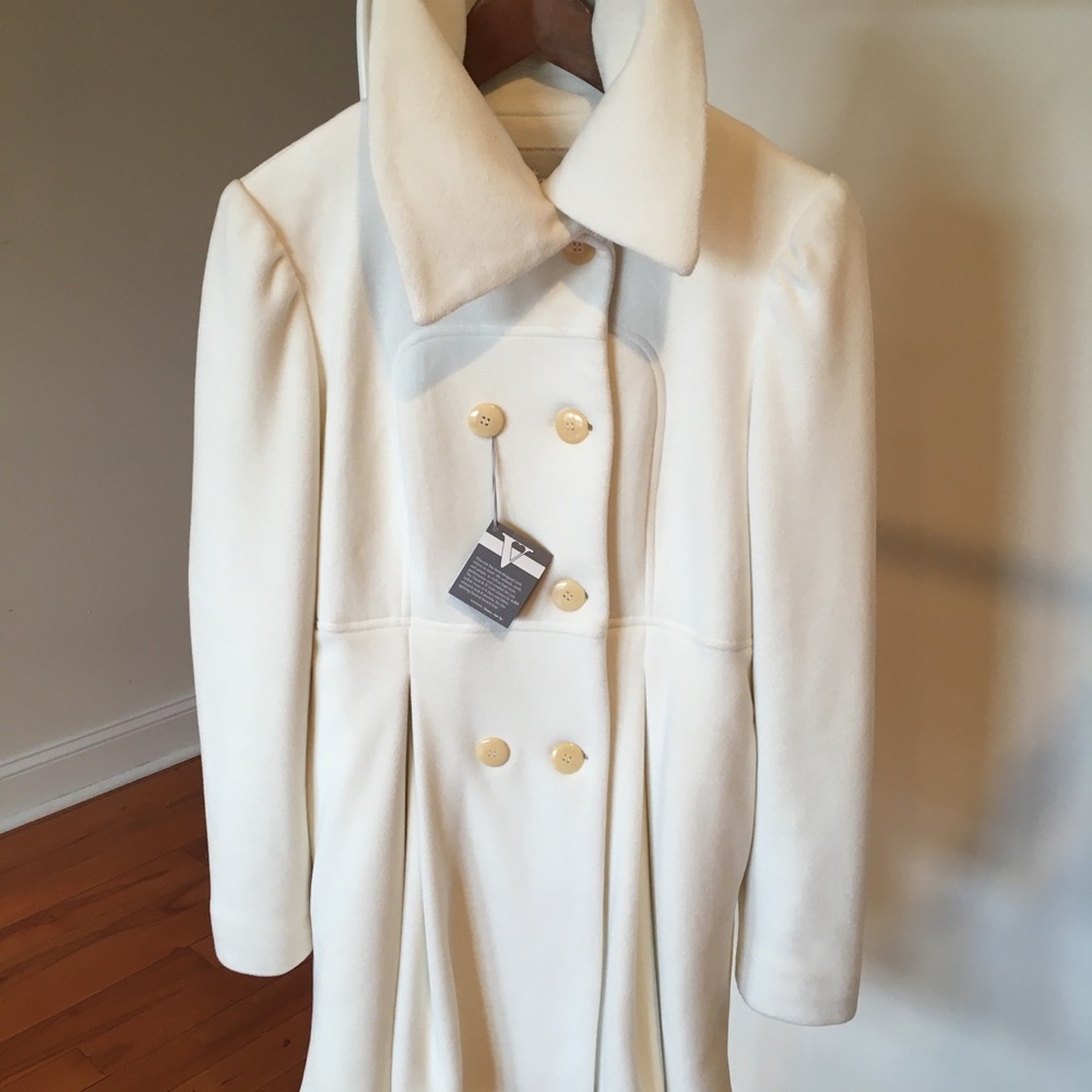 Vaute Couture Vegan Designer Peacoat, SM, White